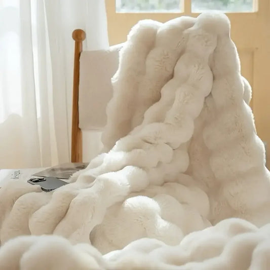 Faux Rabbit Fleece Throw Blanket – Soft, Warm & Cozy